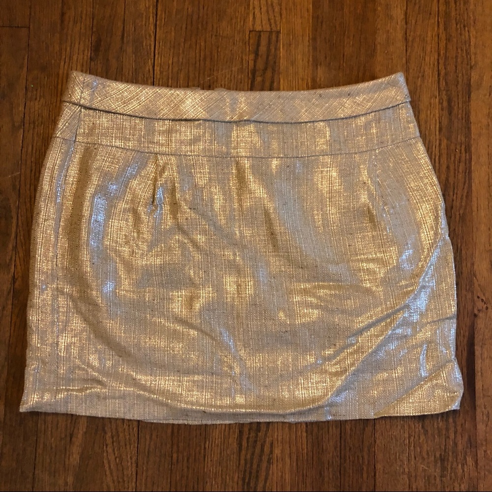 J Crew gold tweed mini skirt